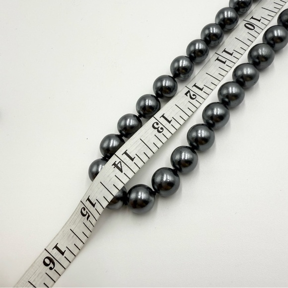 Vintage John River Signed Timeless Dark Gray Faux Pearls Large Beaded Necklace - Picture 7 of 7